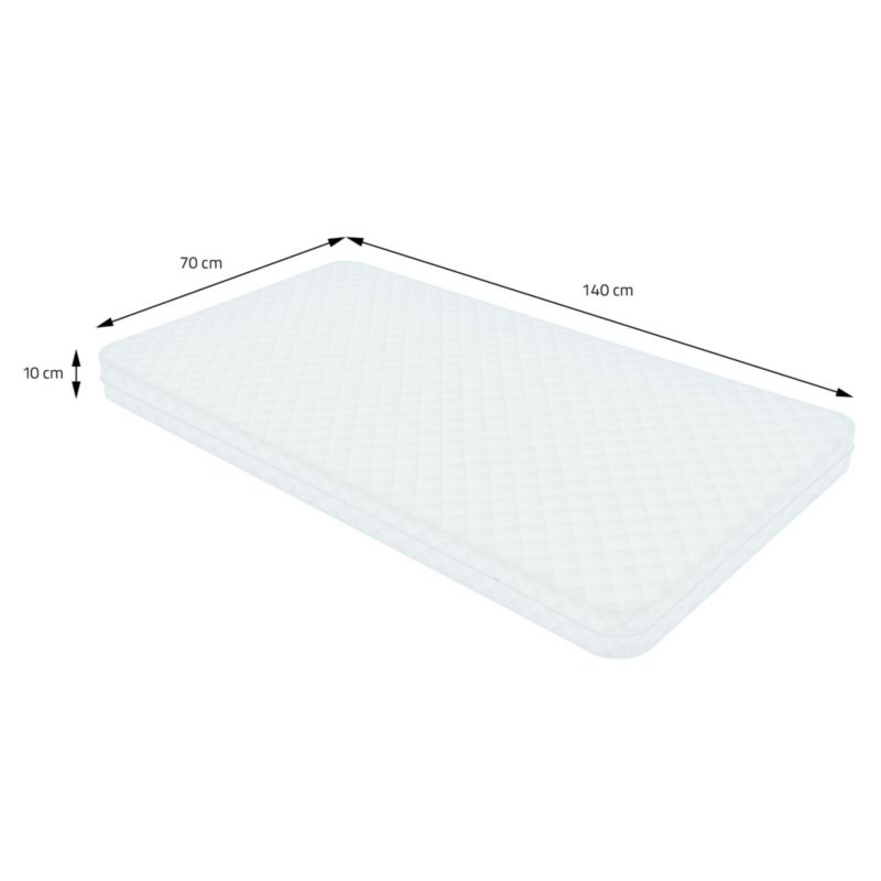 Børneseng ML Design 70x140 cm Hvid med Madras Gulv Montessori