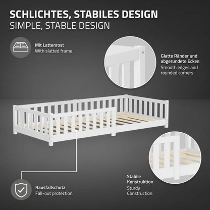 Børneseng ML Design 90x200 cm Hvid Gulvmodel Montessori
