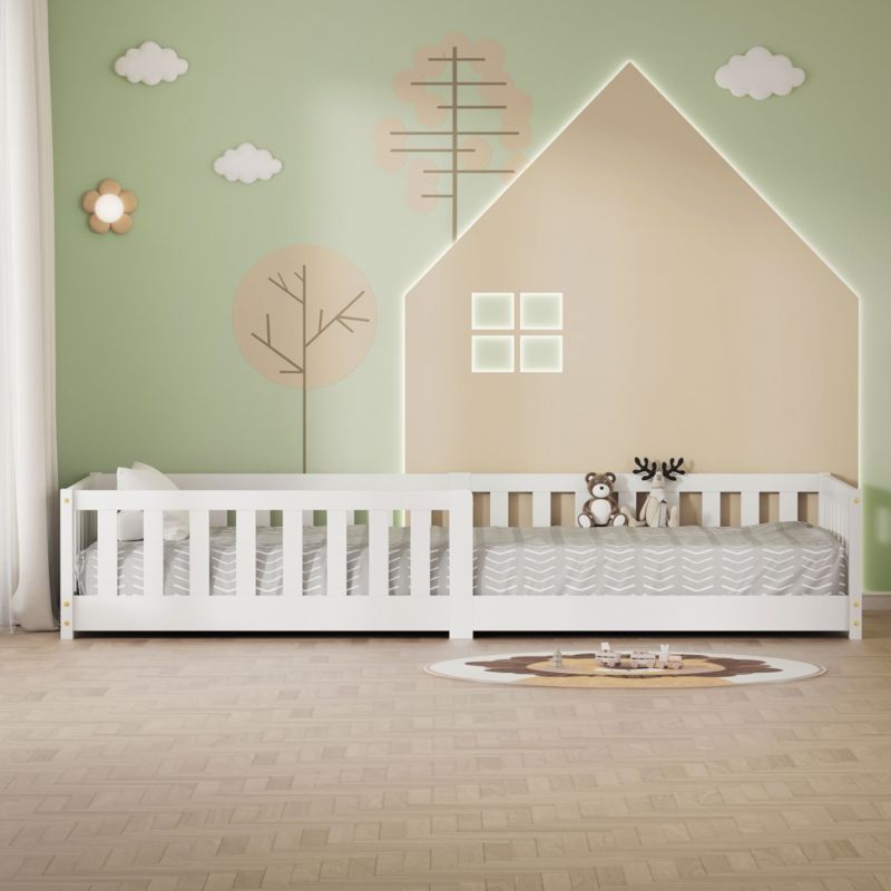 Børneseng ML Design 90x200 cm Hvid Gulvmodel Montessori
