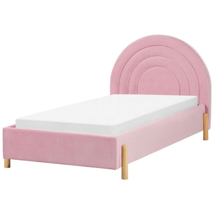 Børneseng Velour Anet 90x200 cm Lyserød