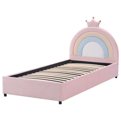 Børneseng med Opbevaring Grisetot Velour Rosa 90x200 cm