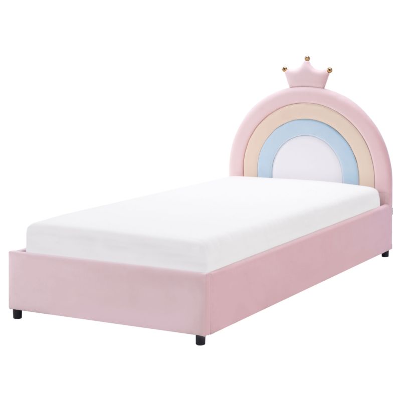 Børneseng med Opbevaring Grisetot Velour Rosa 90x200 cm