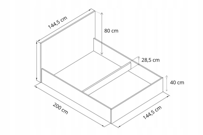 Seng EDANTI K532 Løfteseng 140x200 cm Opbevaringsrum HDF
