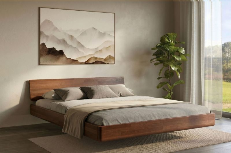 Svævende Bøgetræsseng LENA 120x200 cm Valnød