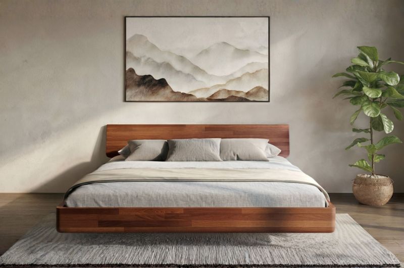 Svævende Bøgetræsseng LENA 120x200 cm Valnød