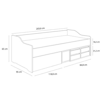 Ungdomsseng Julia 200x90 cm Hvid