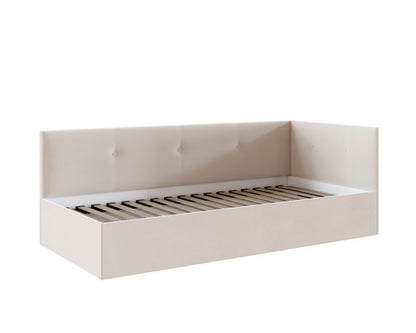 Polstret Ungdomsseng Freddy 90x200 cm Cremefarvet med Løftegalge
