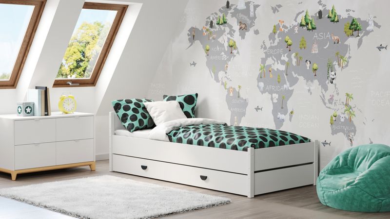 Seng Marcel 200x90 cm Hvid med Opbevaringsskuffe