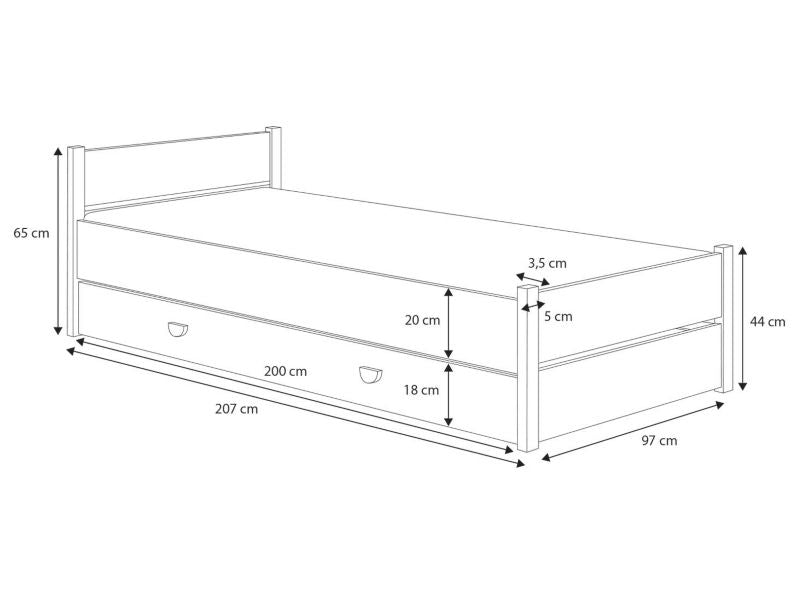 Seng Marcel 200x90 cm Hvid med Opbevaringsskuffe