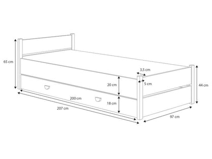 Seng Marcel 200x90 cm Hvid med Opbevaringsskuffe