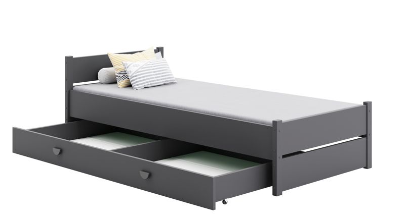 Seng Marcel 200x90 cm Grå med Skuffe