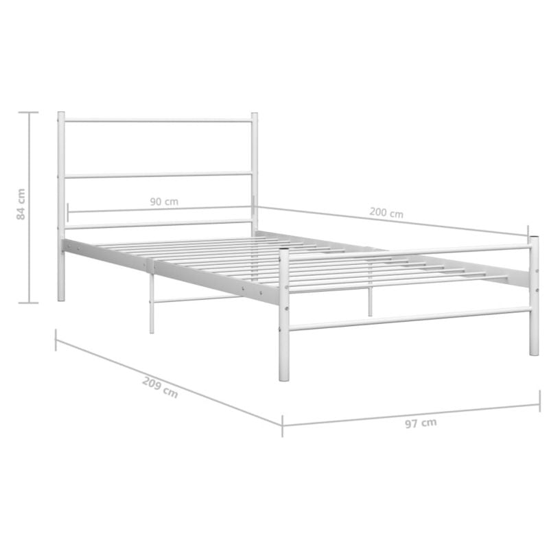 Metalseng med elastiske lægter 200x90 cm Hvid