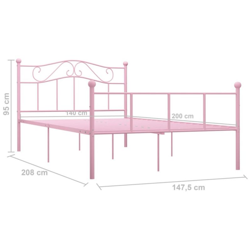 Metalsenge 140x200 cm Rosa