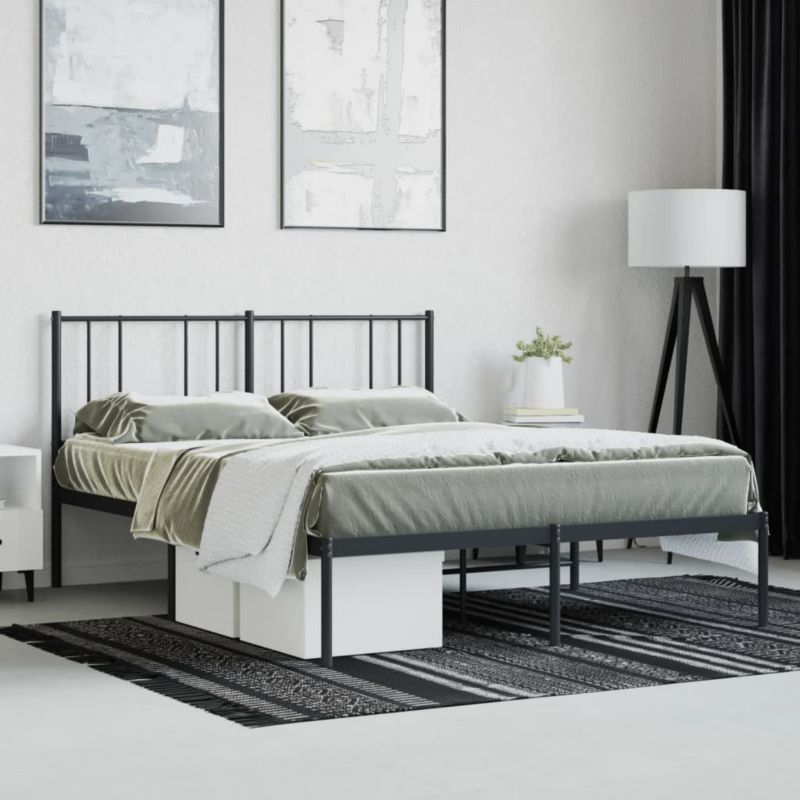 Metalseng 160x200 cm med Gavl Sort