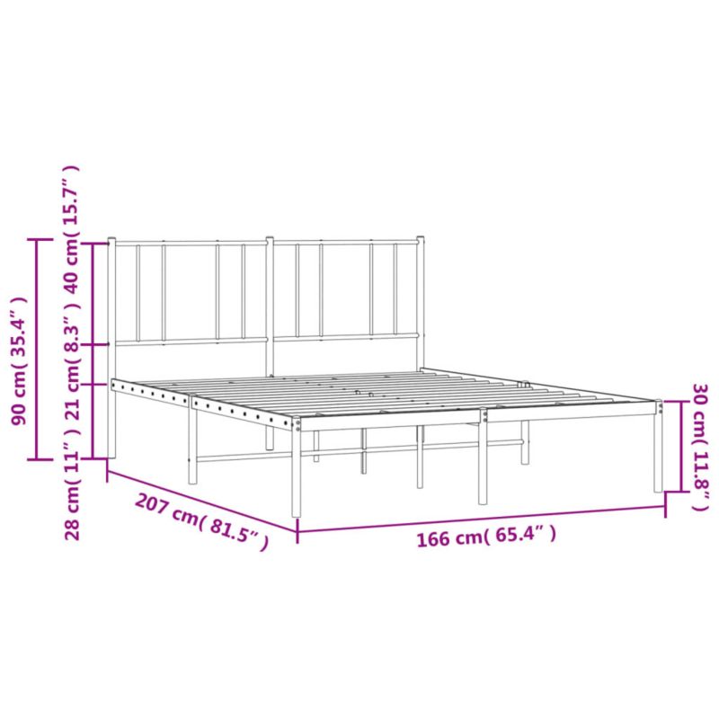 Metalseng 160x200 cm med Gavl Sort