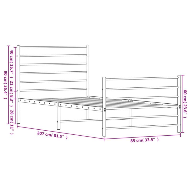 Metalseng 80x200 cm Sort