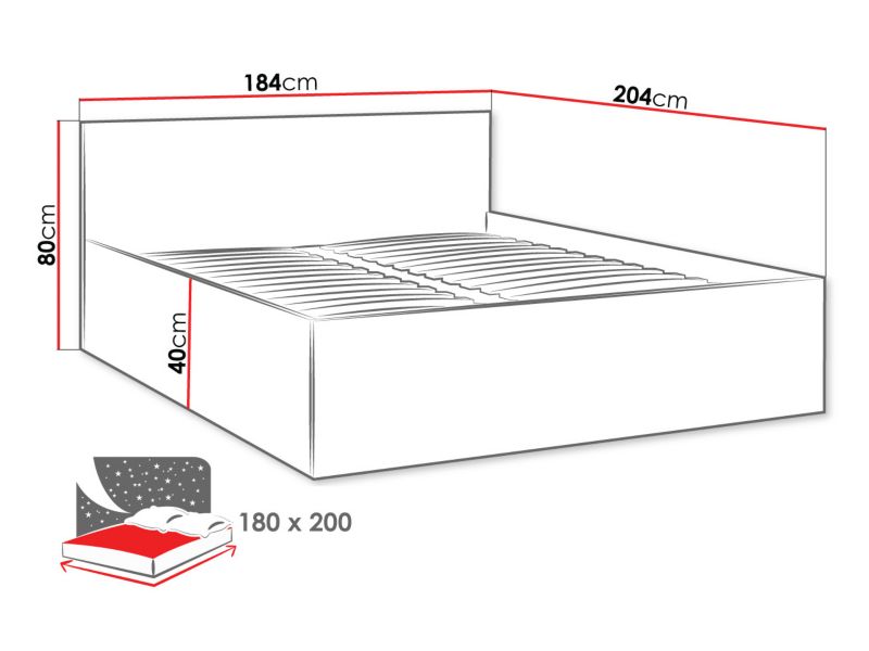 Senge MIRJAN 24 Tokyo 180x200 Hvid Alpe 1 stk