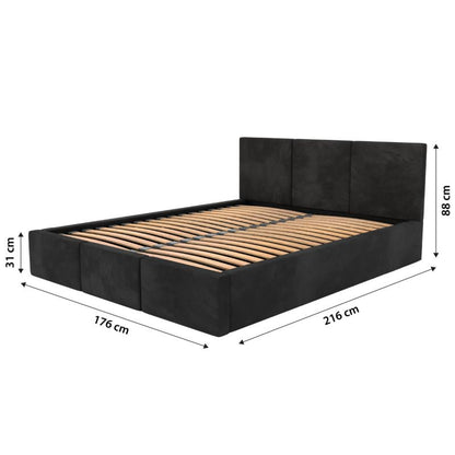 Tapiceret Seng Muralo Med Opbevaring Sort 160x200 cm