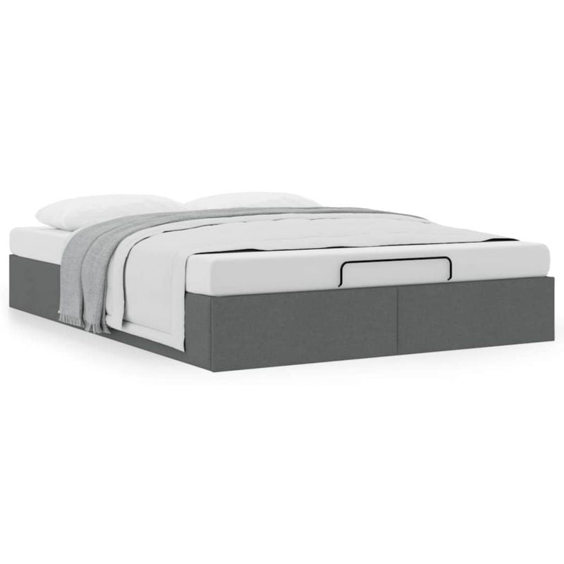 Ottoman-seng 135x190 cm Mørkegrå Stof med Opbevaring WM-3310876