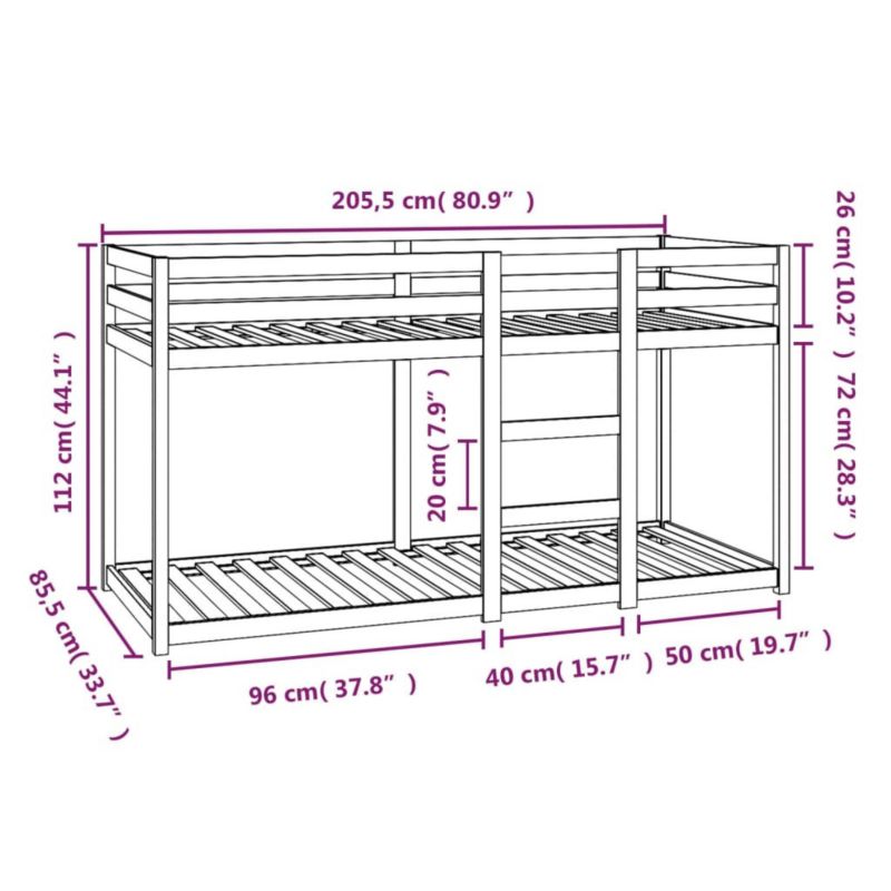 Køjeseng 80x200 cm Brun WM-821649