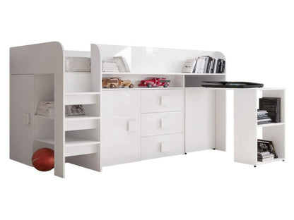Køjeseng med skrivebord Toledo 1 204x107 cm Hvid Højglans