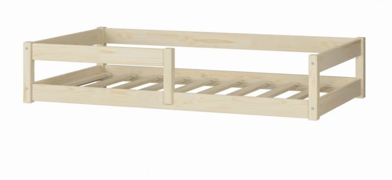Lav Seng Kobi Nordi 120x60 Naturligt Træ Montessori Børneseng med Barriere