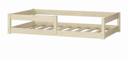 Lav Seng Kobi Nordi 120x60 Naturligt Træ Montessori Børneseng med Barriere