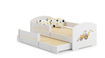 Børneseng LUK 160x80 Gul Gravemaskine