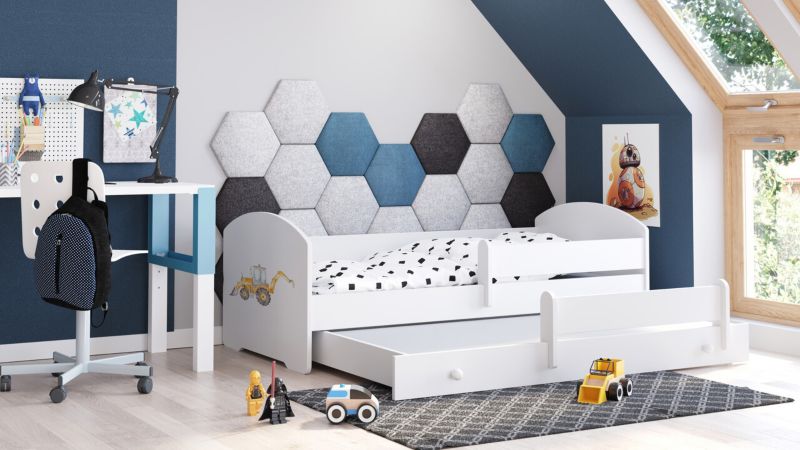 Børneseng LUK 160x80 Gul Gravemaskine