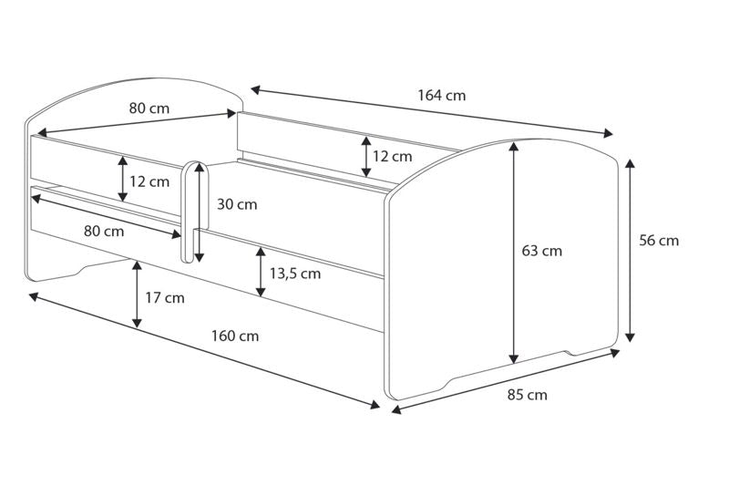 Børneseng LUK 160x80 Gul Gravemaskine