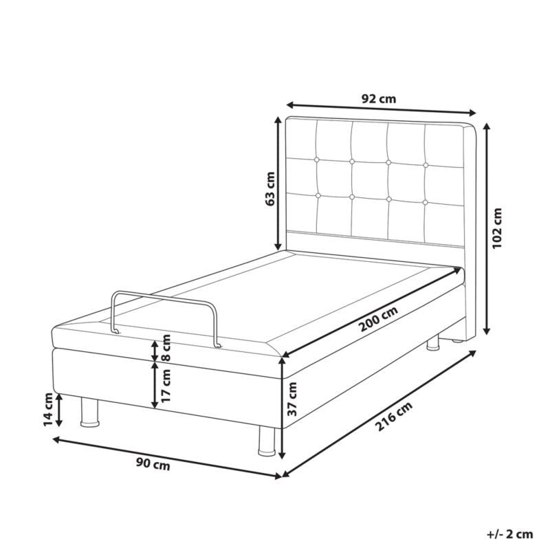 Justerbar Seng Duke 90x200 cm Beige