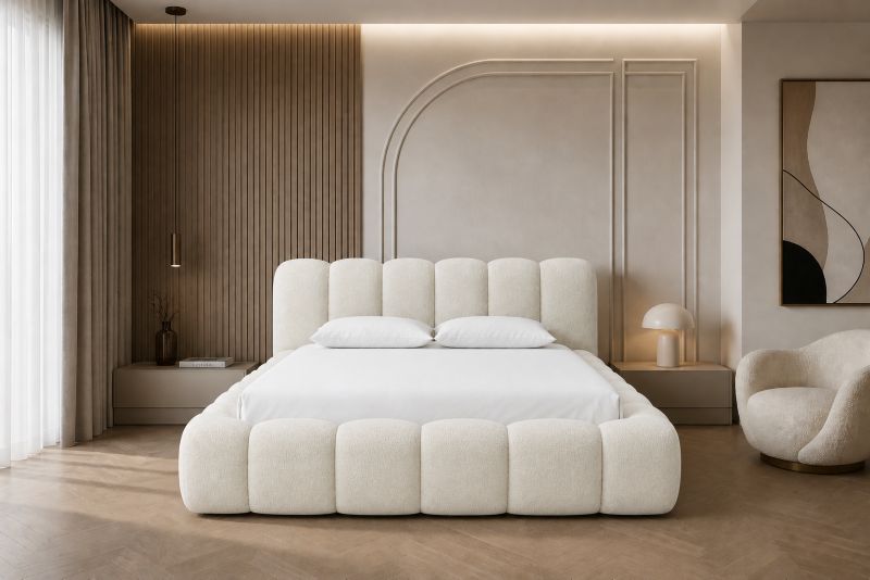 Polstret Seng Sofello Bubi 200x200 cm Træstel Quelle 02