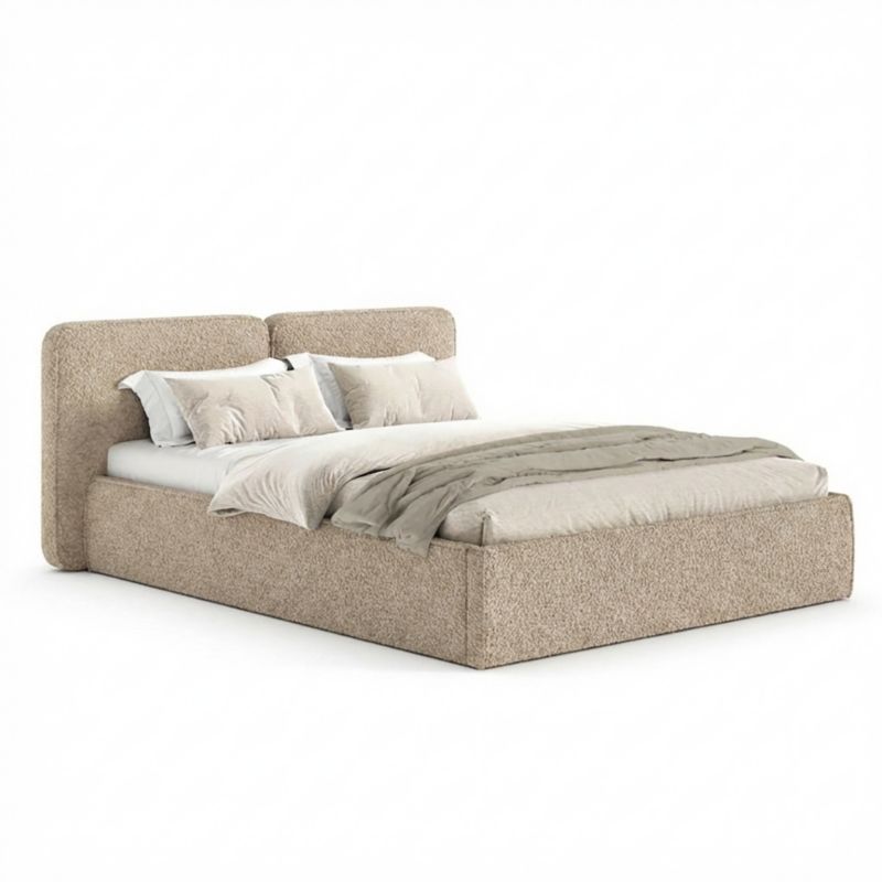 Polstret Seng ELITE 200x200 cm Opbevaringsramme Beige