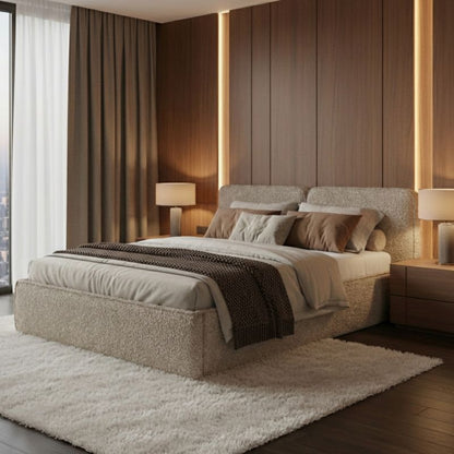 Polstret Seng ELITE 200x200 cm Opbevaringsramme Beige