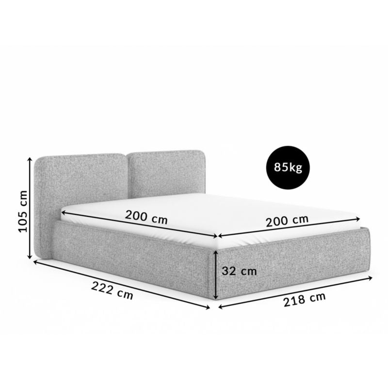 Polstret Seng ELITE 200x200 cm Opbevaringsramme Beige