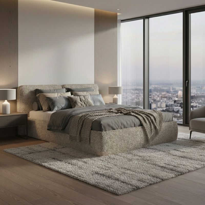 Polstret Seng ELITE 200x200 cm Opbevaringsramme Beige