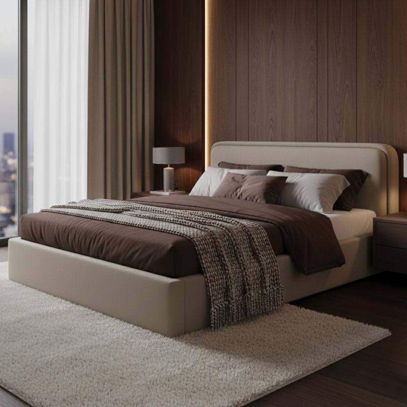 Polstret Seng Grand 120x200 cm Beige Opbevaringsramme