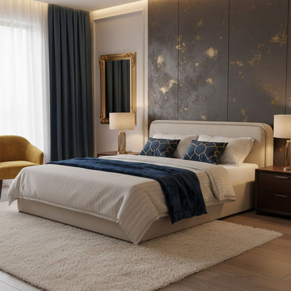 Polstret Seng Grand 120x200 cm Beige Opbevaringsramme