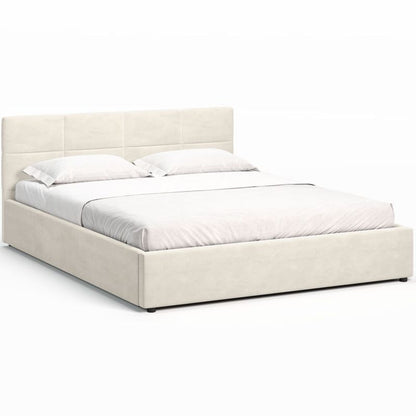 Tapiceret Seng Mika 160 cm Beige med Opbevaringsrum og Lamelbund HLR1