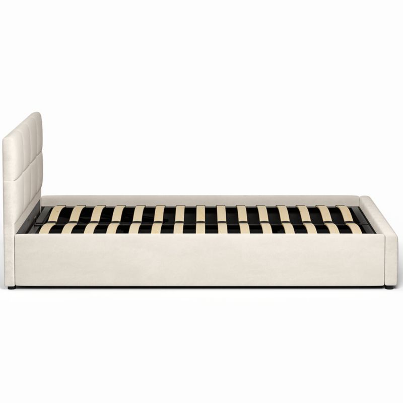 Tapiceret Seng Mika 160 cm Beige med Opbevaringsrum og Lamelbund HLR1