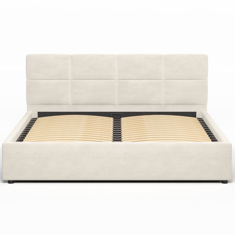 Tapiceret Seng Mika 160 cm Beige med Opbevaringsrum og Lamelbund HLR1