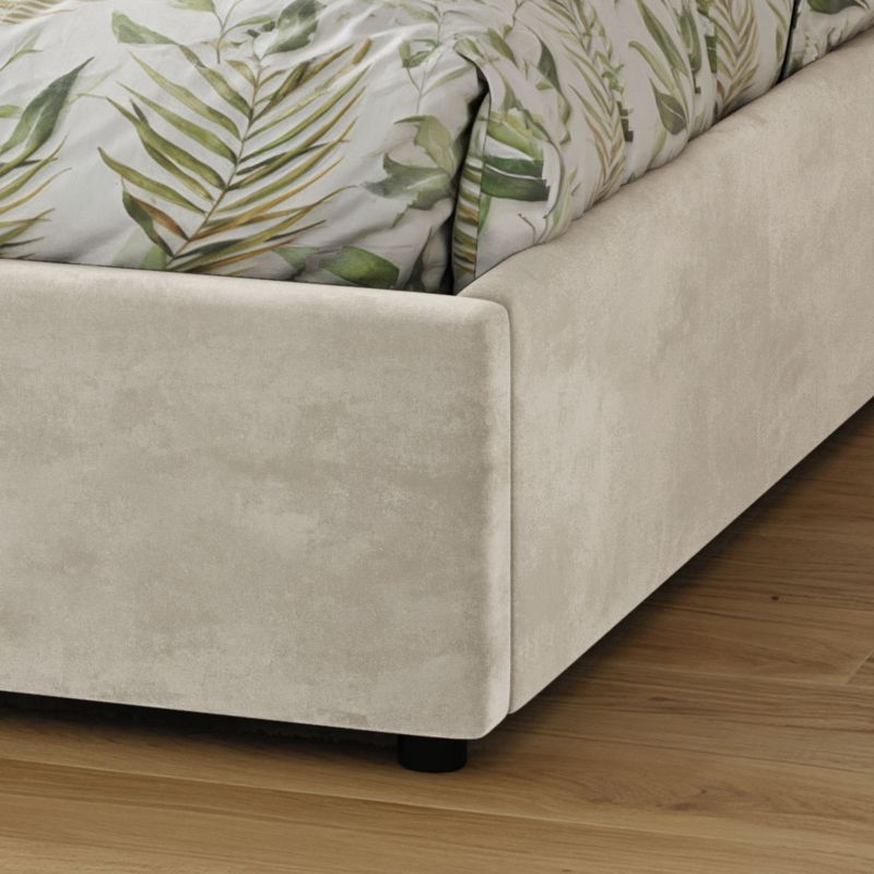 Tapiceret Seng Mika 160 cm Beige med Opbevaringsrum og Lamelbund HLR1
