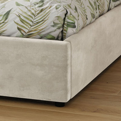 Tapiceret Seng Mika 160 cm Beige med Opbevaringsrum og Lamelbund HLR1