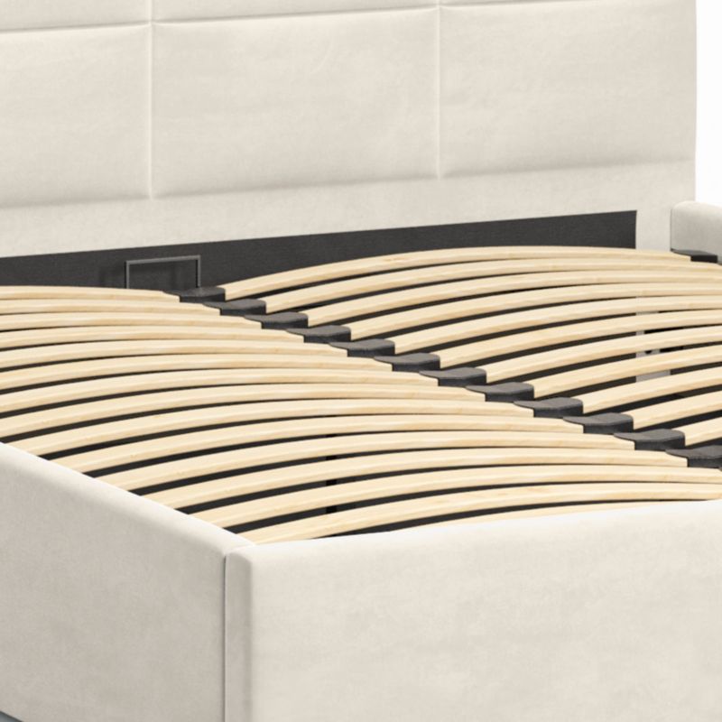 Tapiceret Seng Mika 160 cm Beige med Opbevaringsrum og Lamelbund HLR1