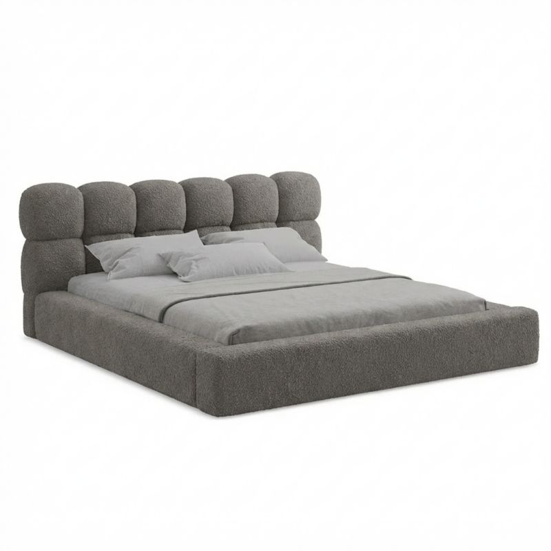 Polstret Seng LUSSO 160x200 Opbevaringsramme Grå