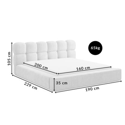 Polstret Seng LUSSO 160x200 Opbevaringsramme Grå