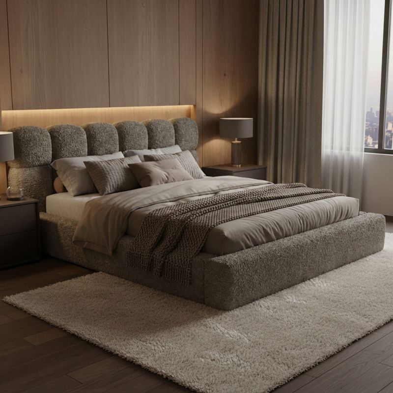 Polstret Seng LUSSO 160x200 Opbevaringsramme Grå