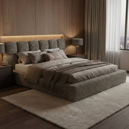 Polstret Seng LUSSO 160x200 Opbevaringsramme Grå
