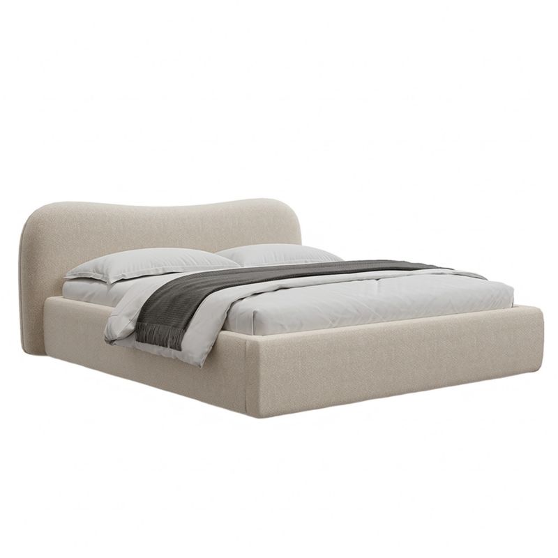 Polstret Seng MILANO 200x200 cm Opbevaringsramme Beige
