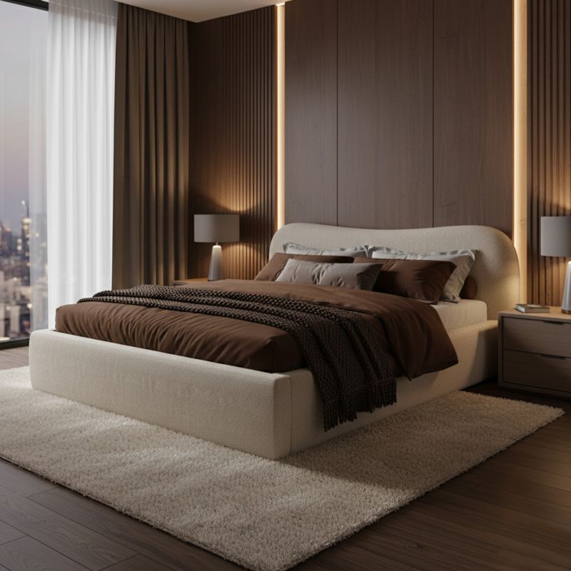 Polstret Seng MILANO 200x200 cm Opbevaringsramme Beige